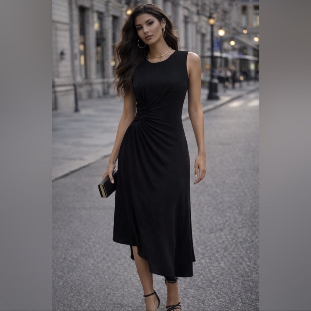 ELIZABETH & JAMES – BLACK SILK EVE BLEND SLEEVELESS DRESS